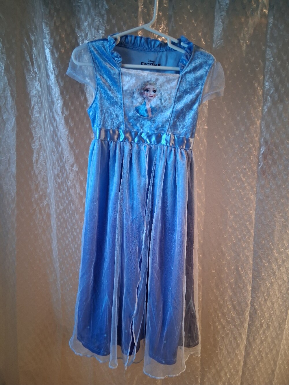 Disney Blue Elsa Costume Dress with Sheer Overlay Size 5T Preowned